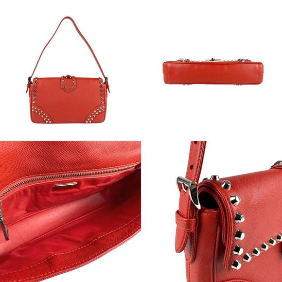 PRADA Red Leather Shoulder Bag - Picture 3 of 5